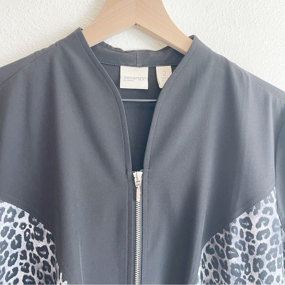 Zenergy by Chicos Womens Jacket size Small 2 leopard Print Zip Up Athletic - Picture 3 of 8